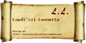 Lopóczi Leonetta névjegykártya